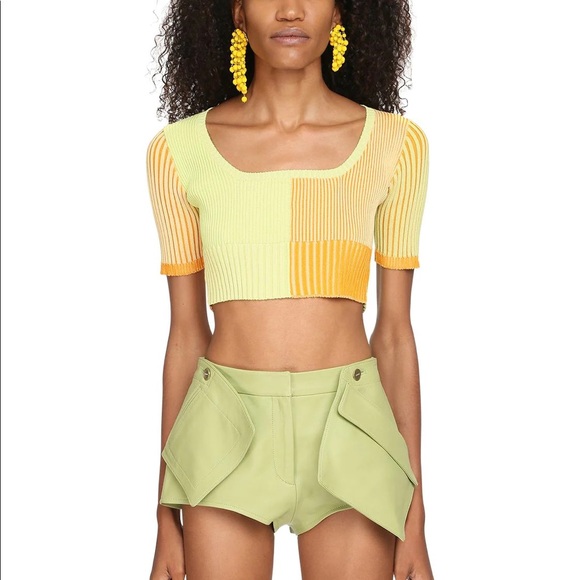Jacquemus Color Block Crop Top Yellow Orange - Picture 2 of 5